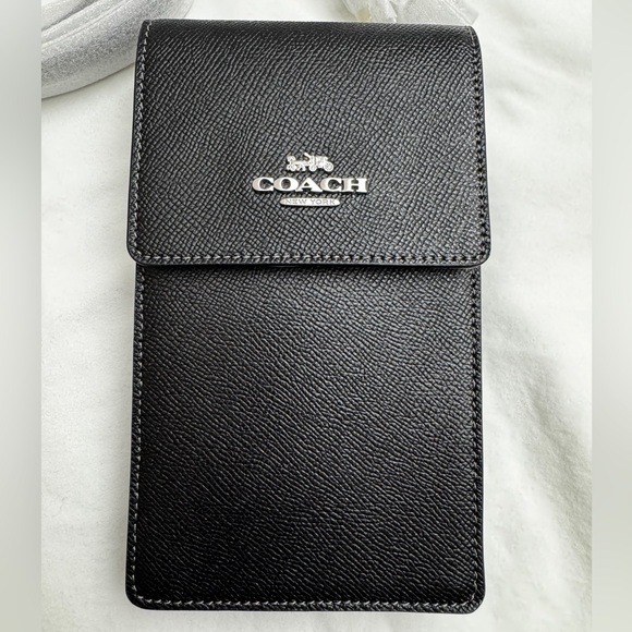 Coach Black Textured Leather Phone Sleeve - Picture 1 of 5